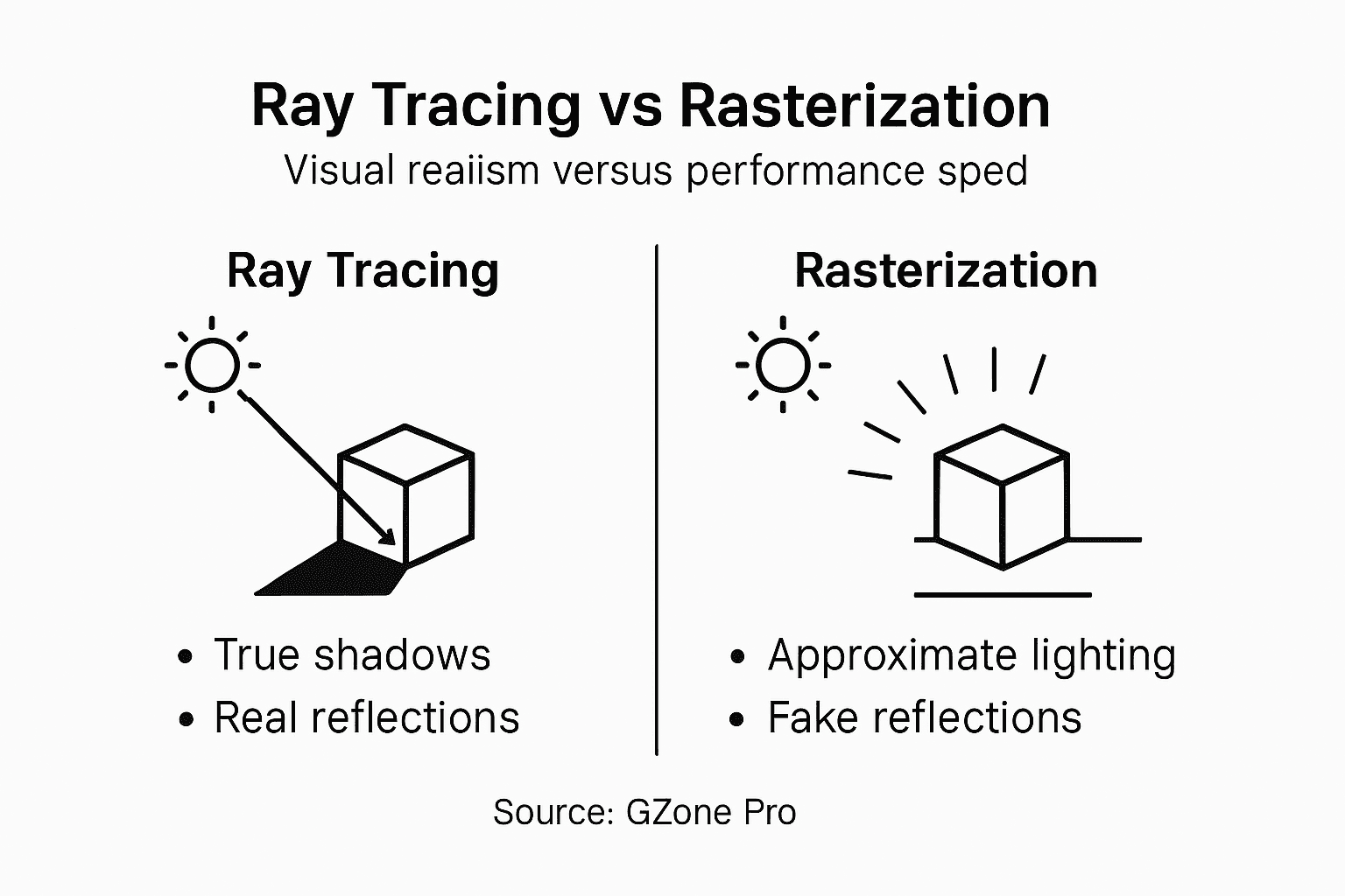 Infographic compares ray tracing and rasterization
