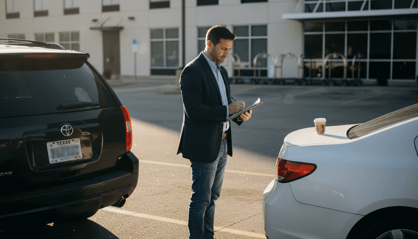 Traveler comparing SUV and sedan options