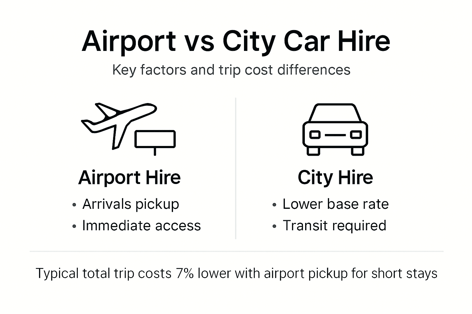 Infographic comparing airport and city car hire