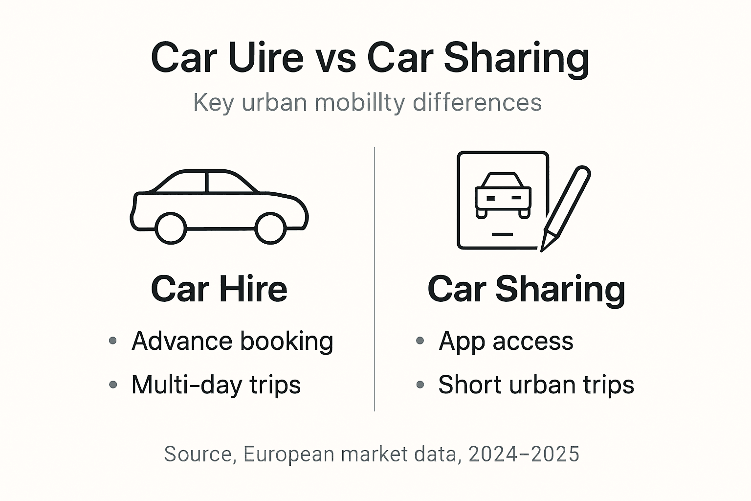 Infographic compares car hire and car sharing features