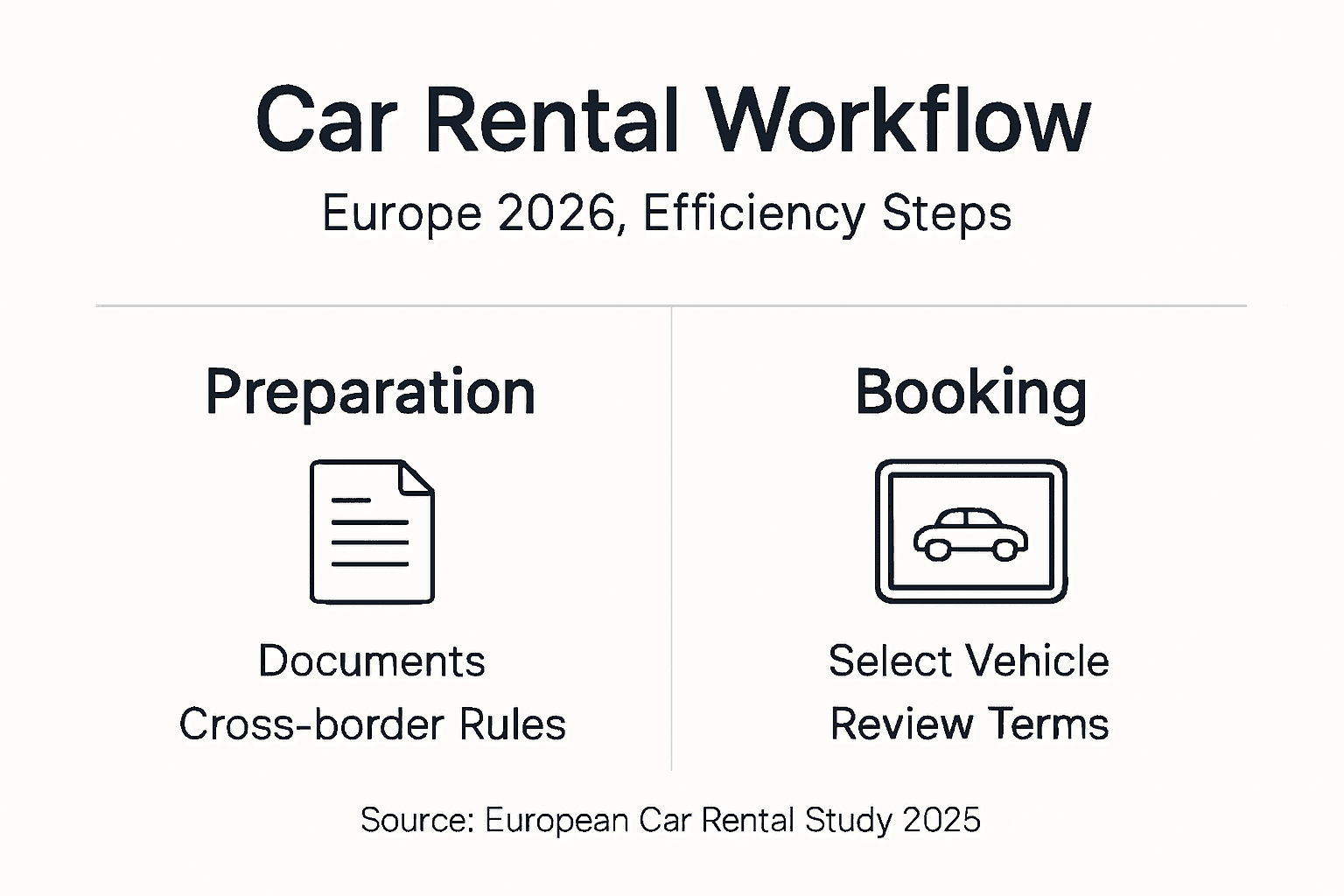 Infographic of efficient European car rental steps