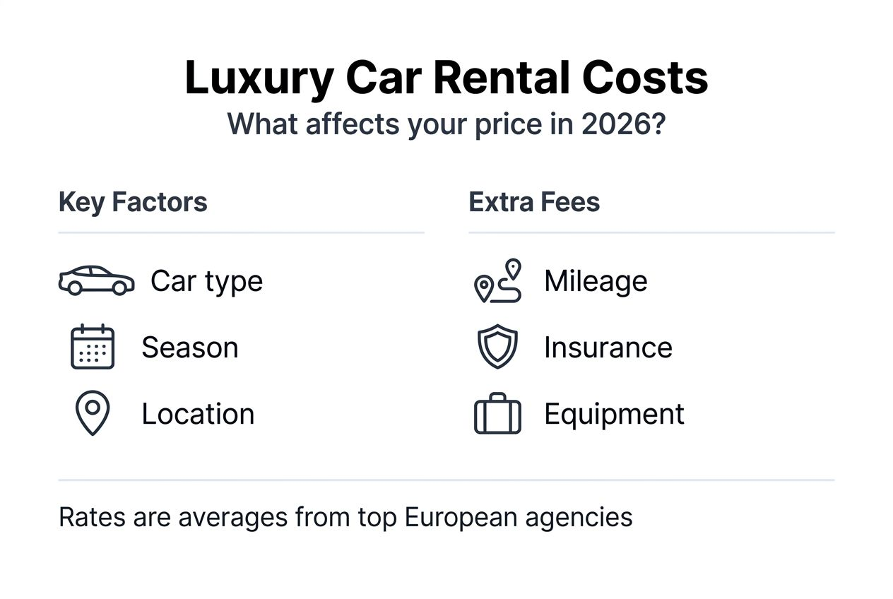 Infographic with luxury car rental cost breakdown