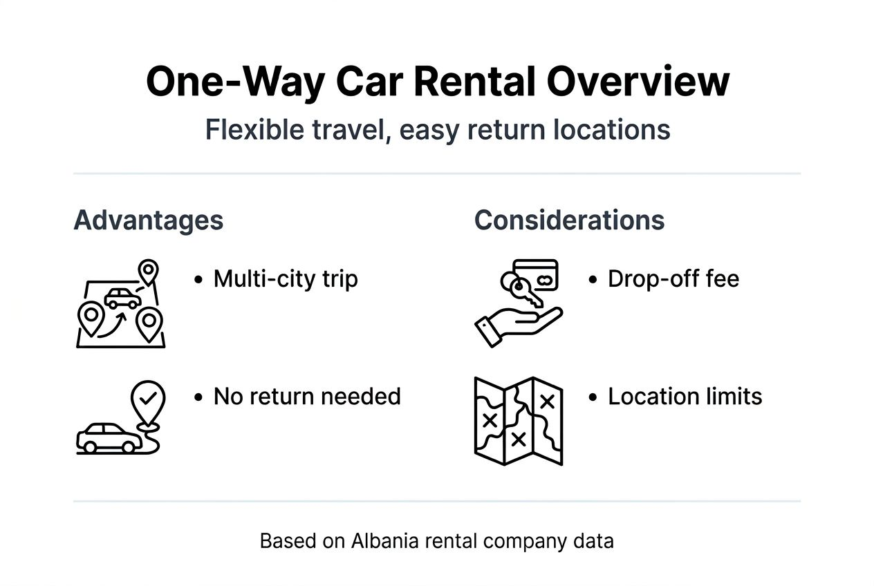 Infographic showing one-way car rental features