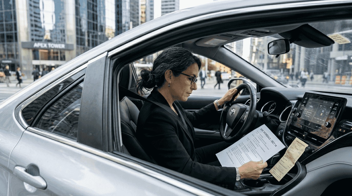 Professional using rental car for meetings