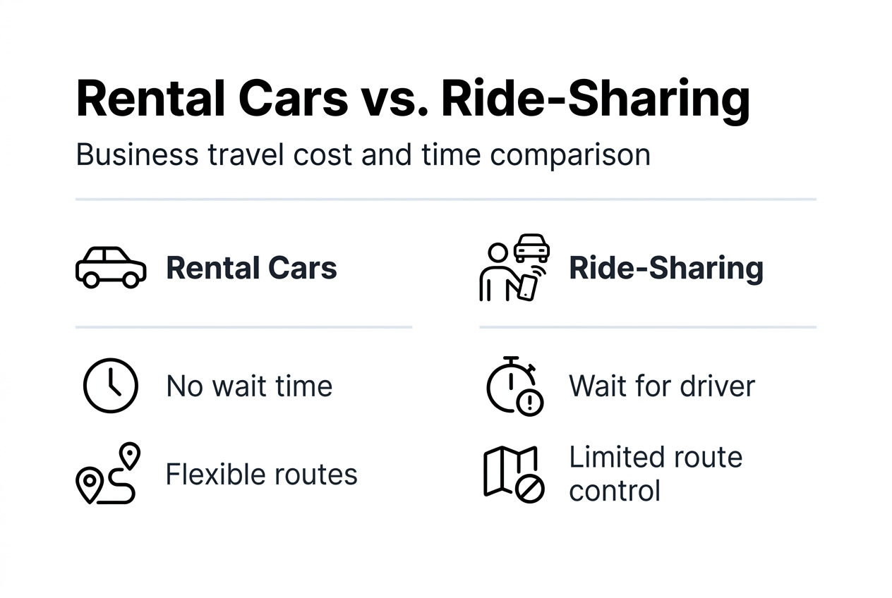Infographic comparing rental car and ride-sharing efficiency