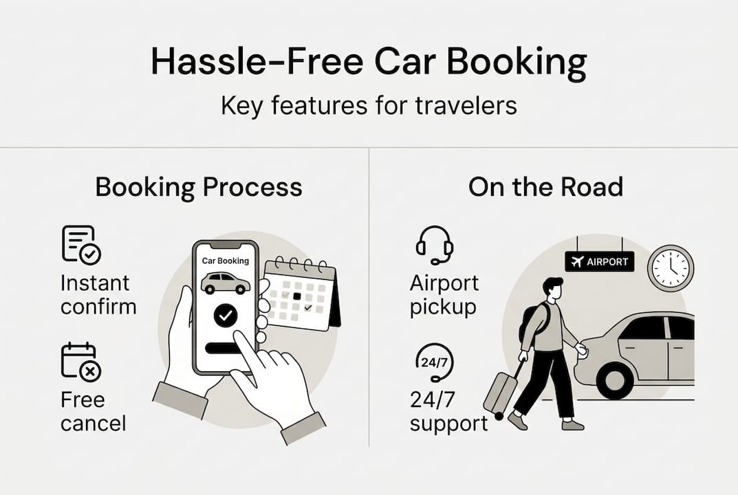 Infographic summarizing hassle-free car booking benefits