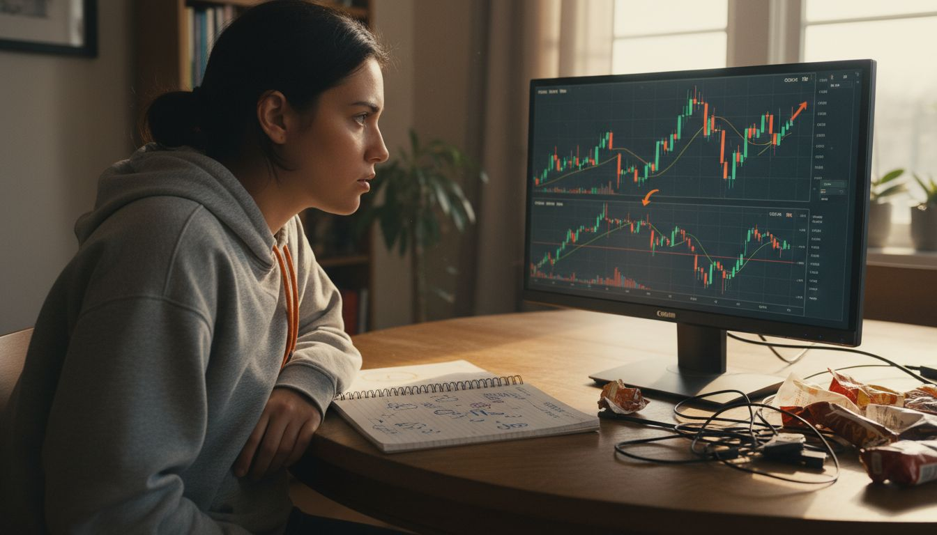 Young trader studies mean reversion chart setup