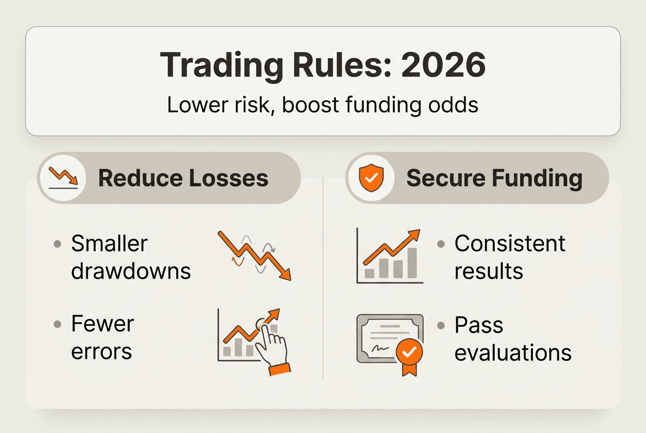 Infographic showing trading rules and funding benefits