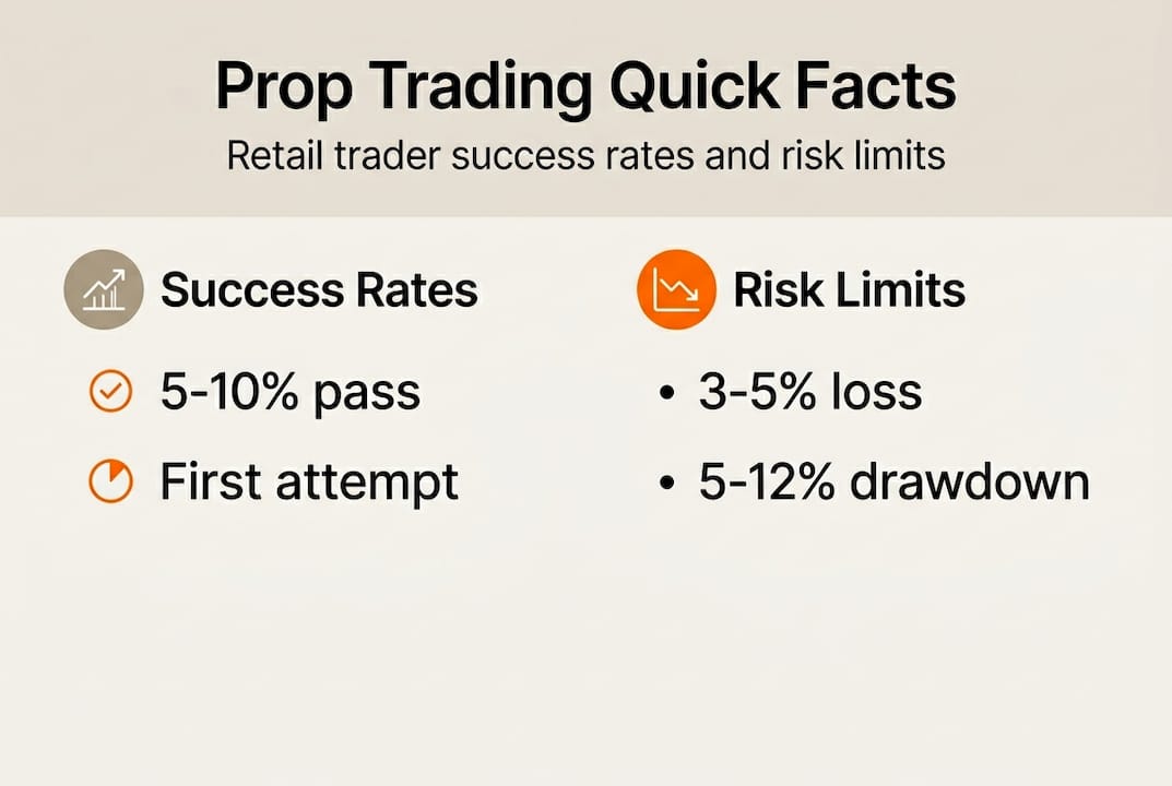 Infographic outlining prop trading success rates and risks