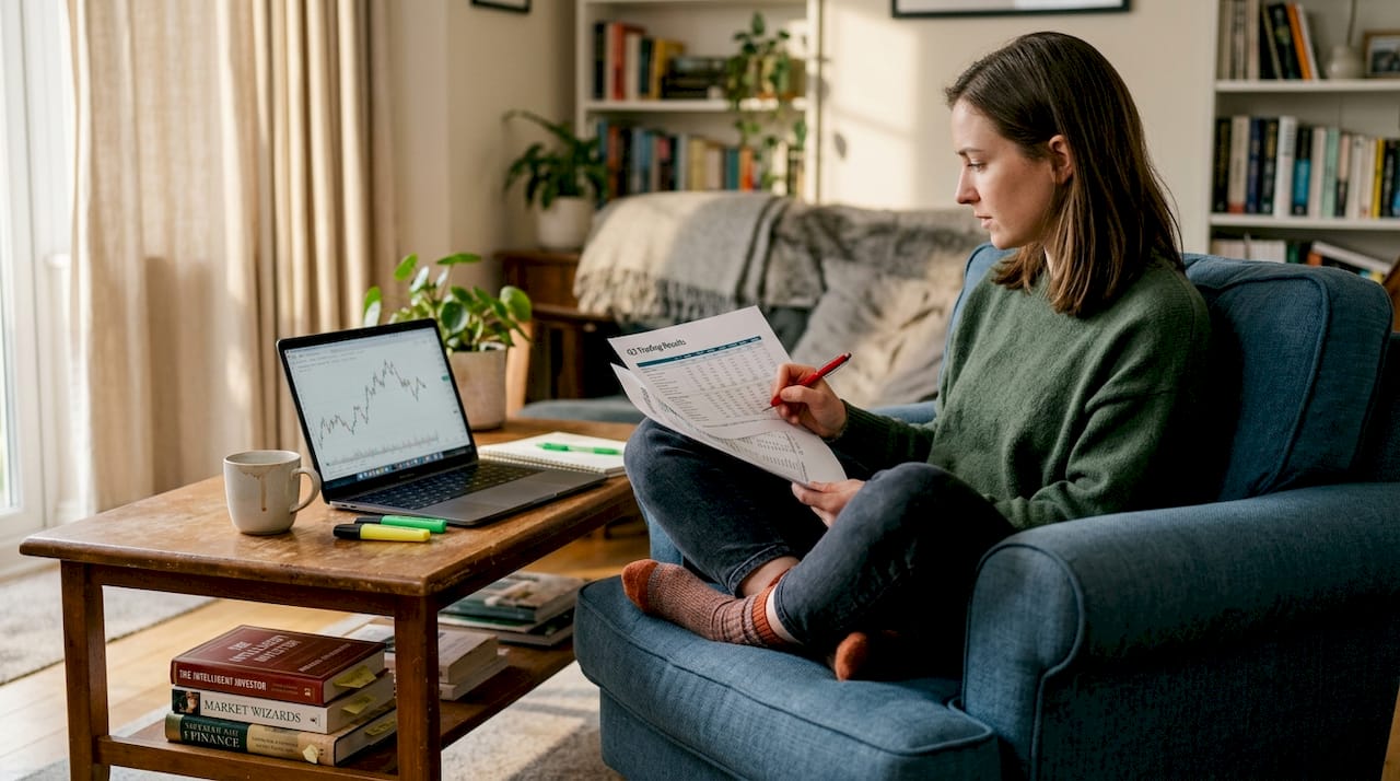 Trader marking results in casual workspace