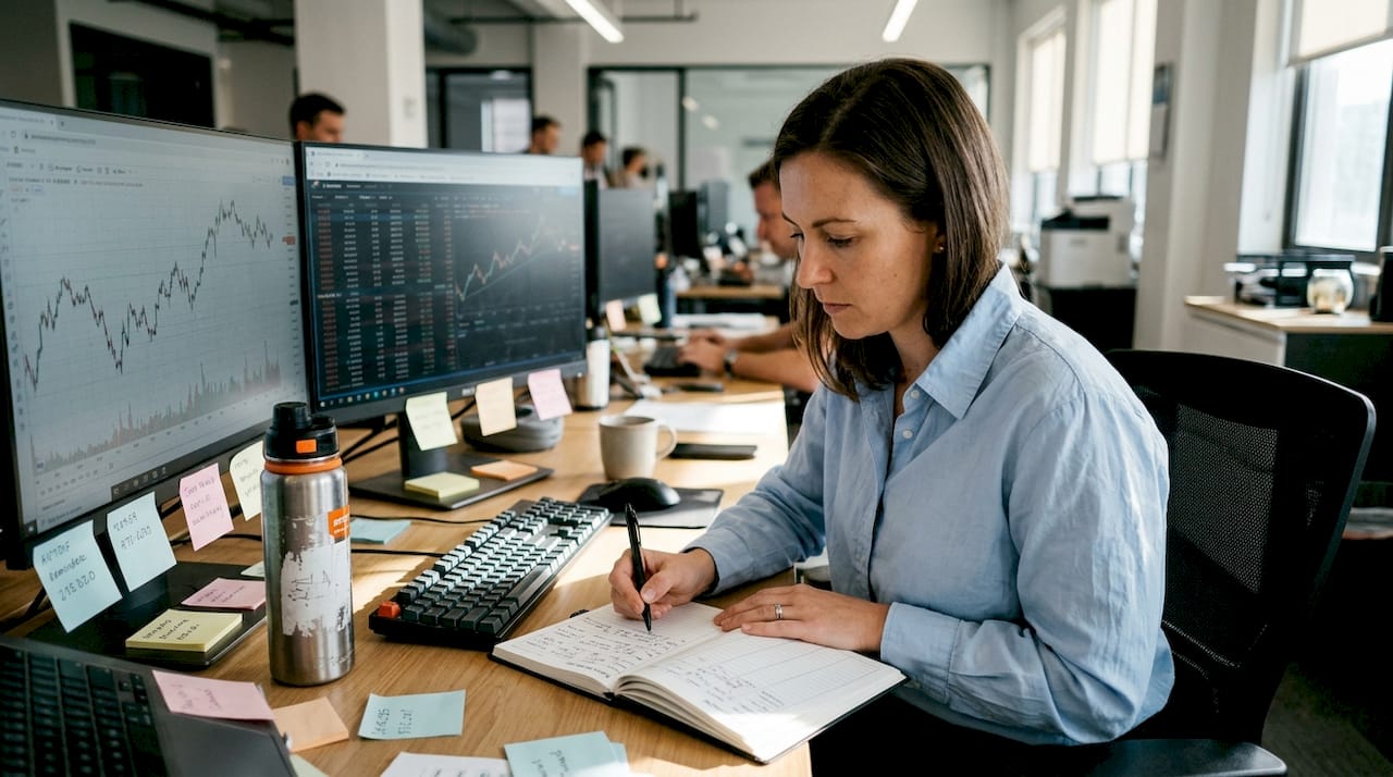 Trader recording consistent results at workstation