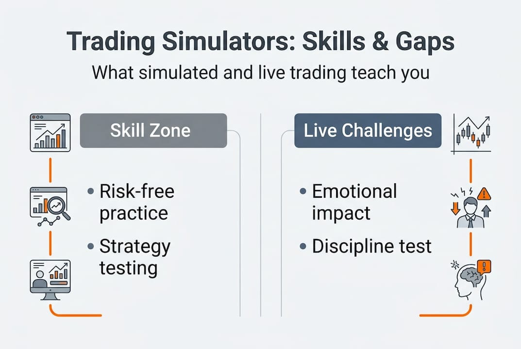 Infographic on simulator and live trading differences