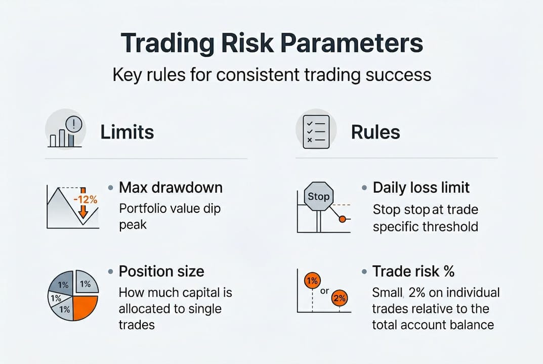 Infographic summarizing core trading risk parameters