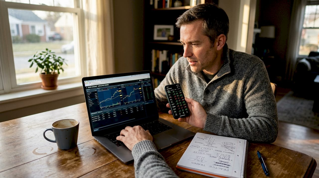 Trader comparing live and simulated trade results