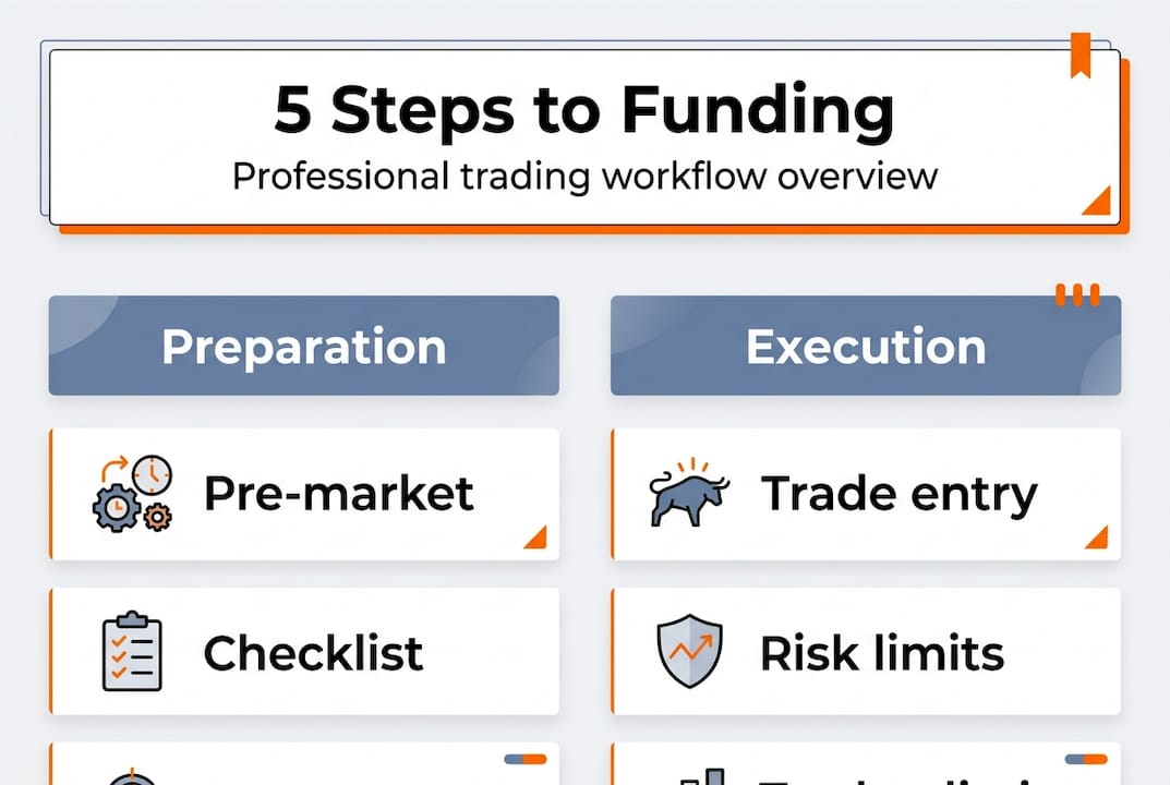 Infographic of five steps trading workflow