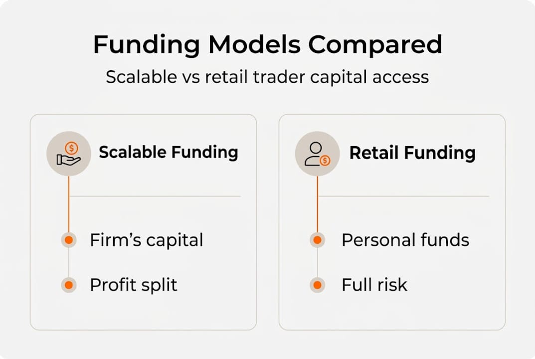 Infographic comparing scalable and retail funding models