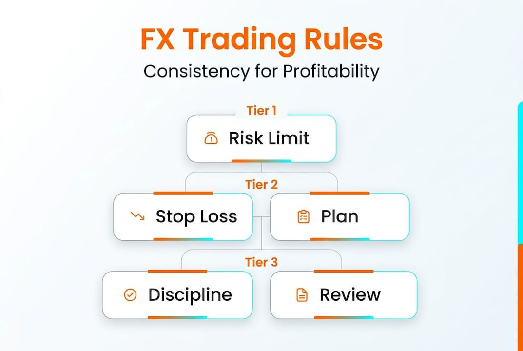 Hierarchy infographic of core FX trading rules