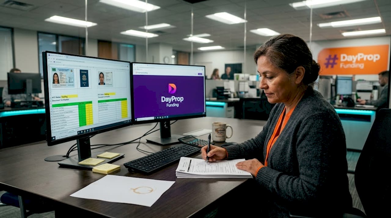 Compliance analyst checking KYC forms in office