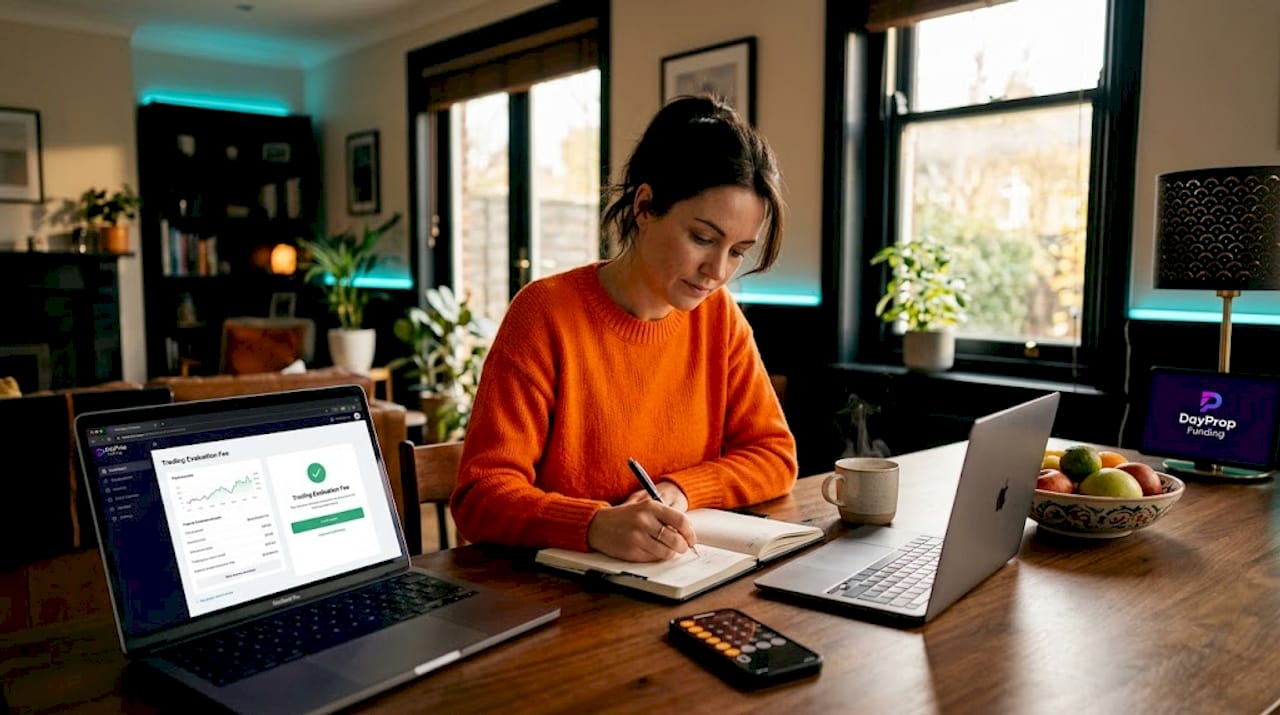 Applicant paying evaluation fee at kitchen table