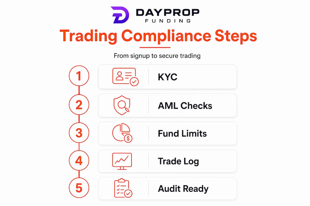Infographic of trading compliance steps
