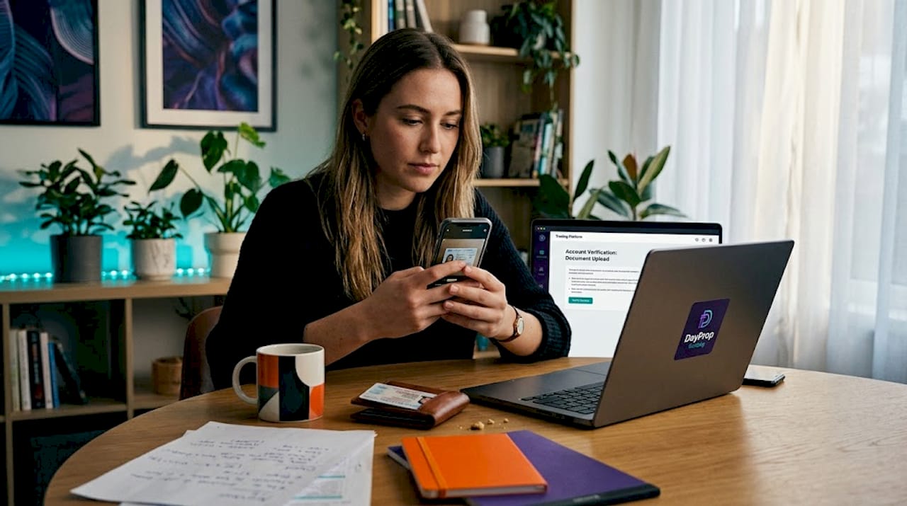 User completing trading account verification steps