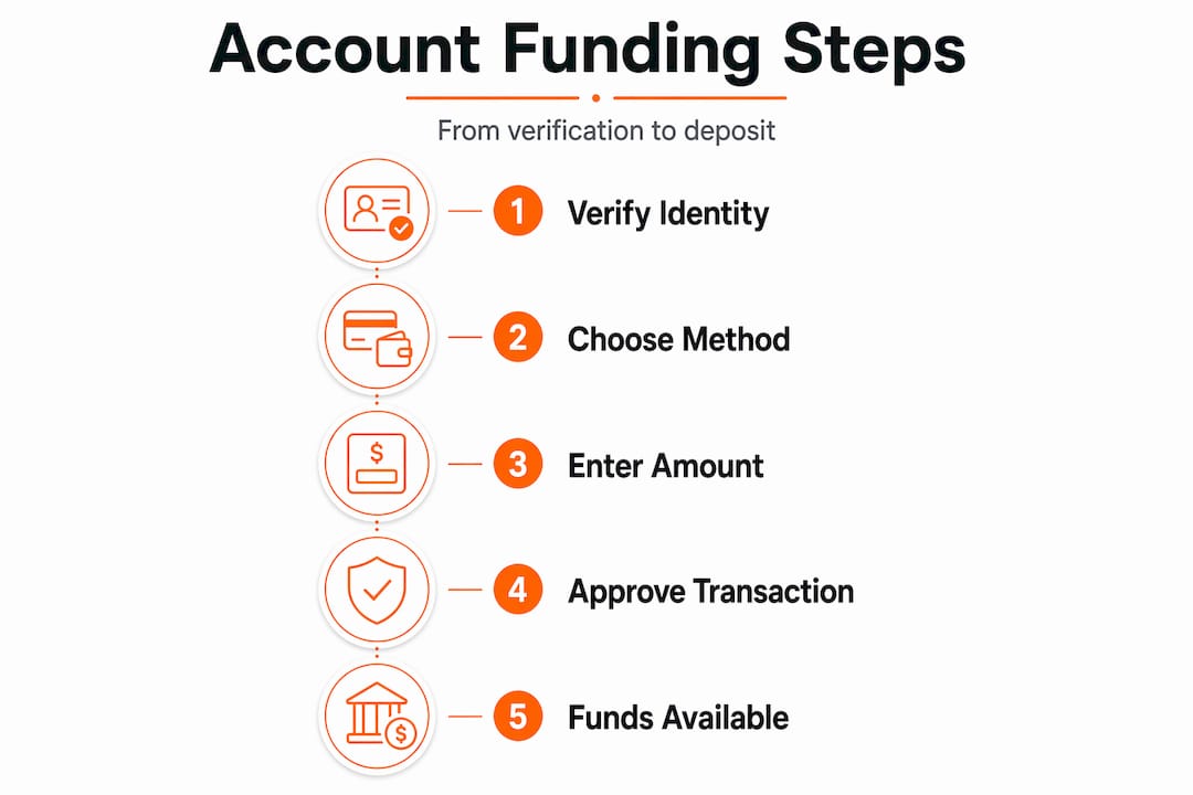 Infographic showing steps to fund trading account