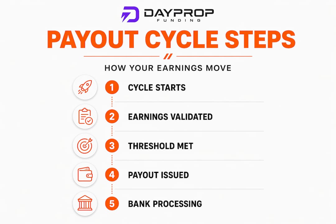 Infographic illustrating stages of payout cycles