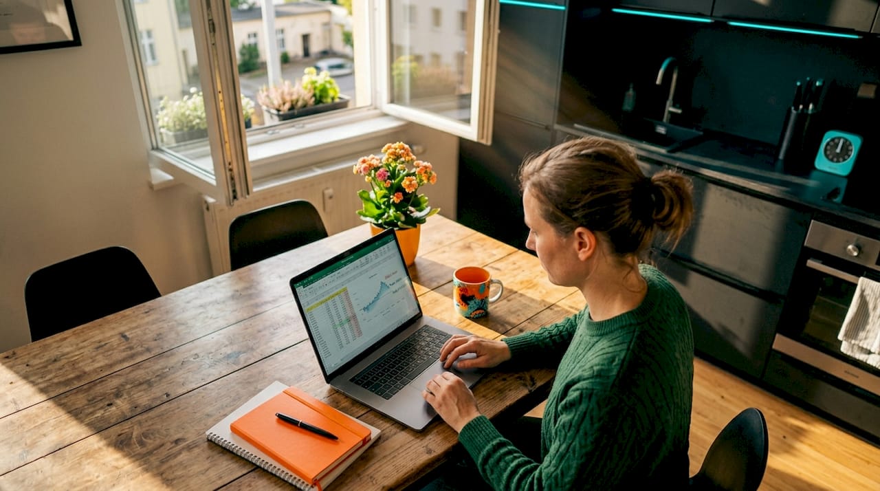 Trader planning stops and targets at kitchen table