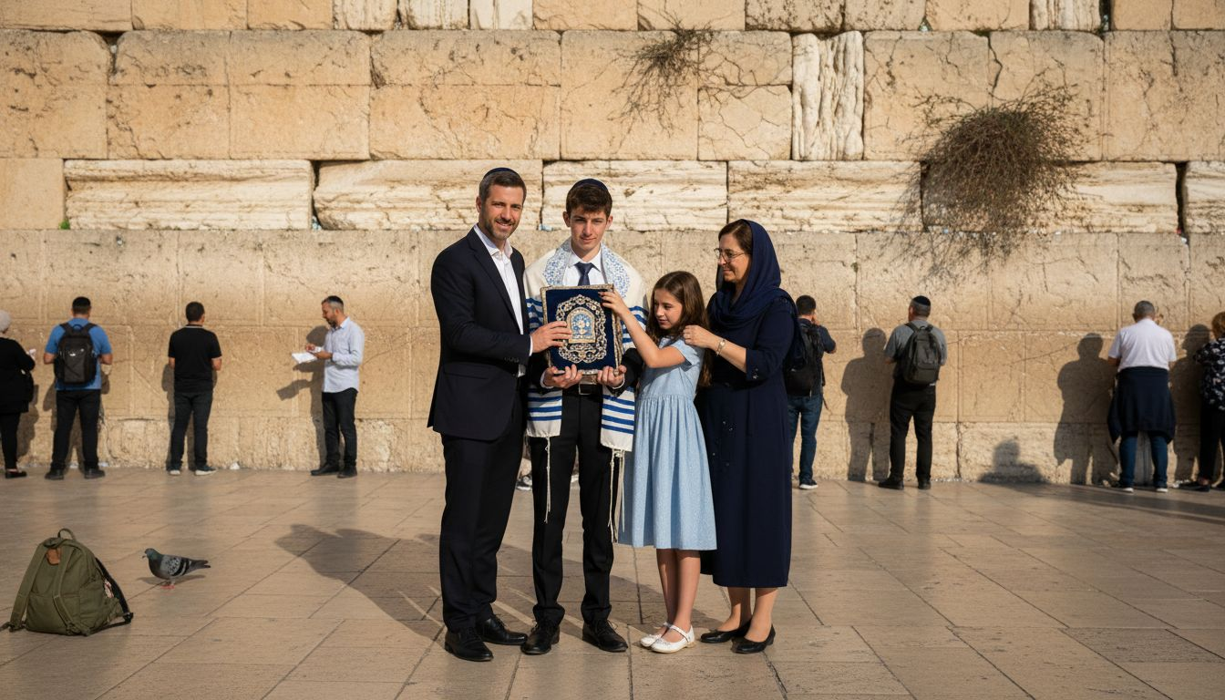 Family at Western Wall during Bar Mitzvah