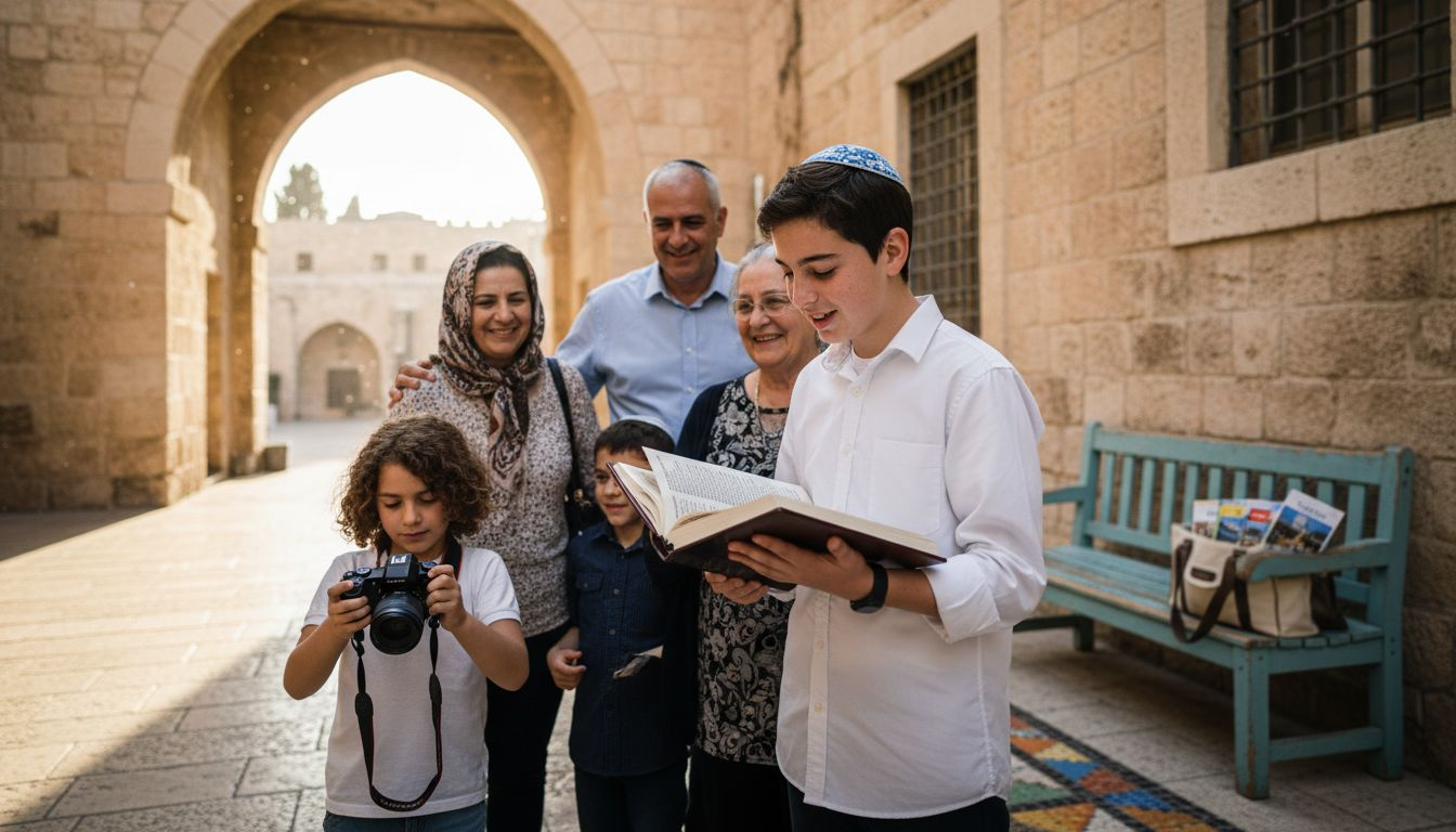 Jewish family celebrating Bar Mitzvah in Israel