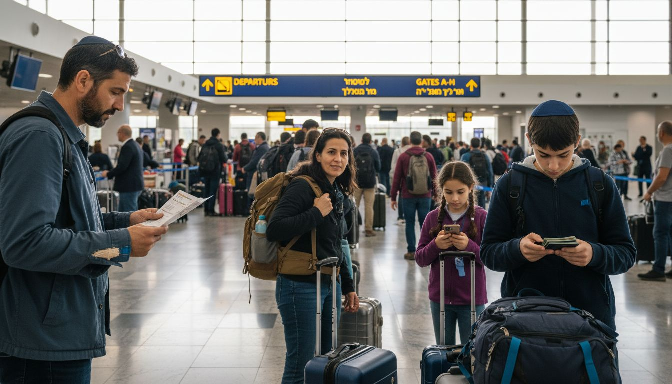 Family traveling through Ben Gurion Airport