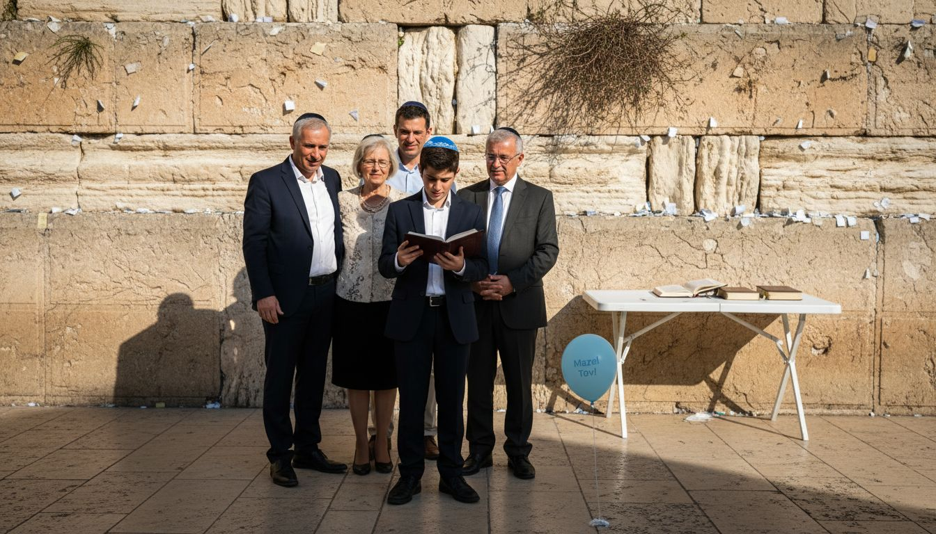 Family at Bar Mitzvah by Western Wall