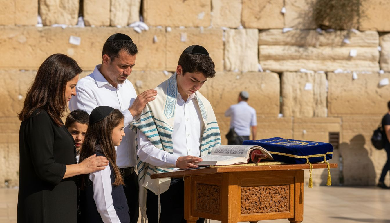 Family celebrating Bar Mitzvah at Western Wall
