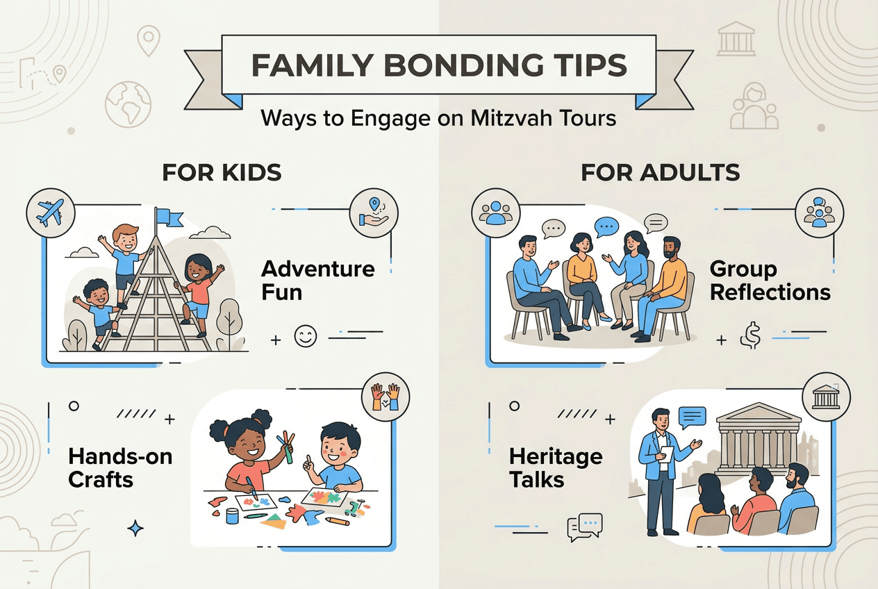 Infographic showing tips for mitzvah tour engagement