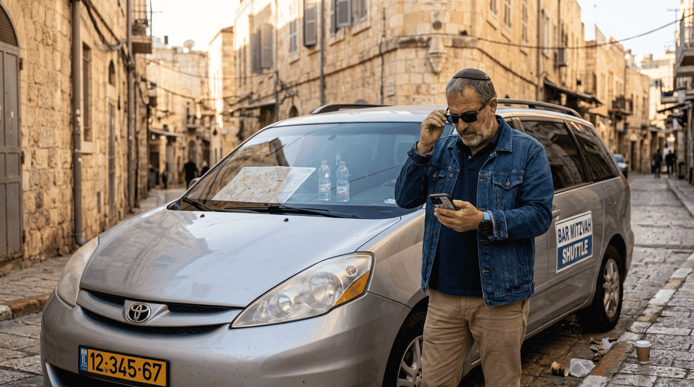 Private driver with van near Jerusalem stones
