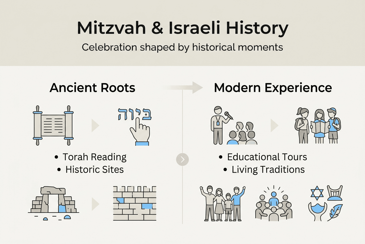 Infographic connecting mitzvah celebrations and Israeli history