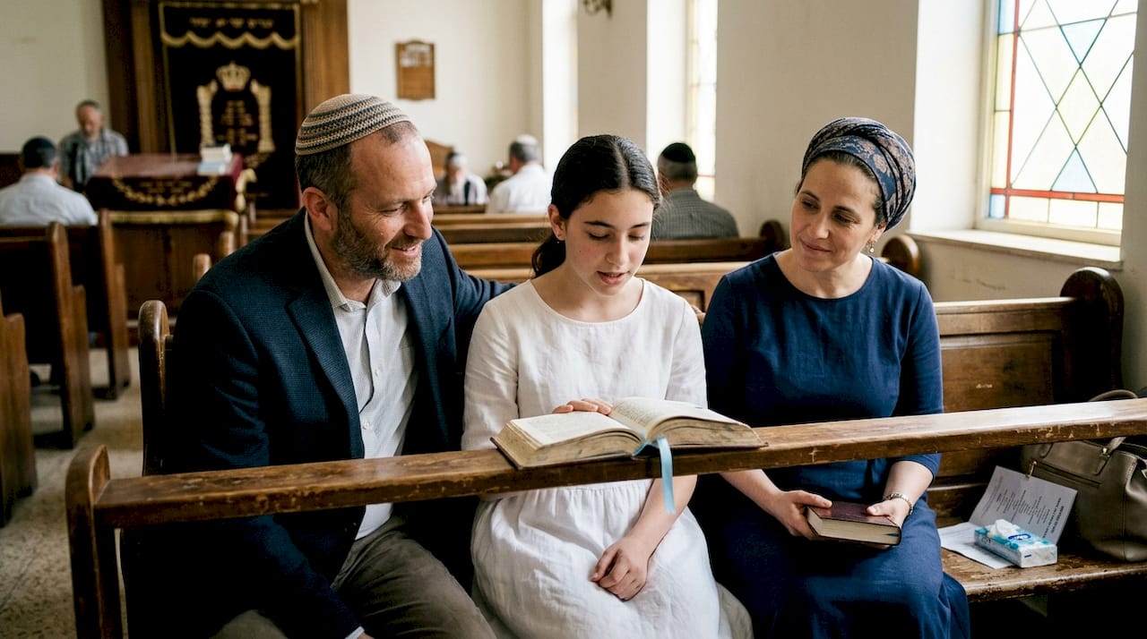 Interfaith family at bnei mitzvah rehearsal