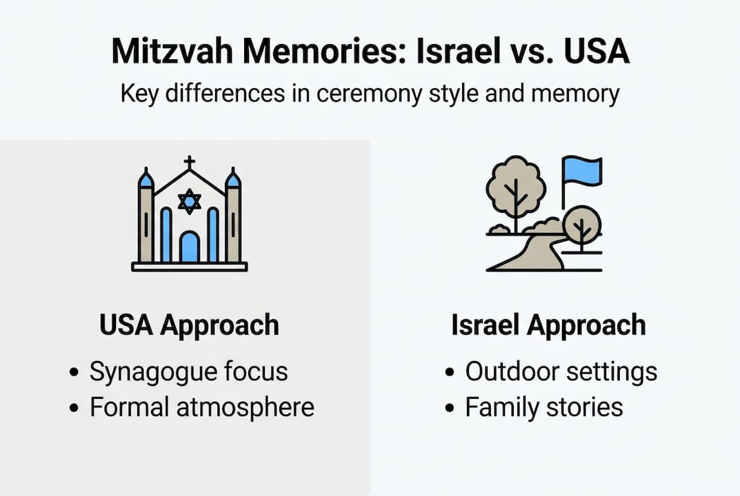 Infographic comparing Israel and USA mitzvah styles