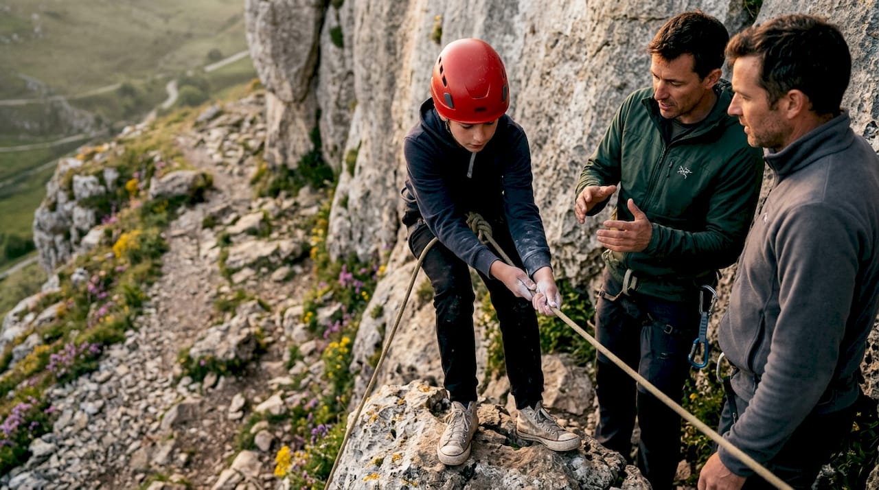 Teen preparing to rappel in Israeli canyon