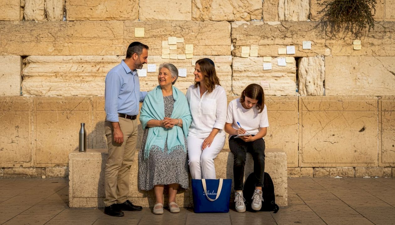 Family gathering at Western Wall Jerusalem