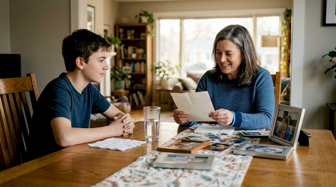 Mother sharing personal Bar Mitzvah blessing