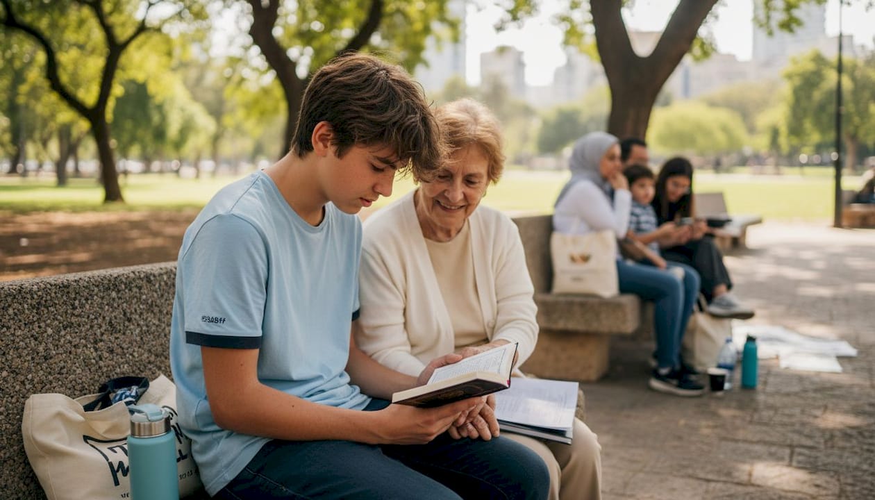 Family group enjoys Bar Mitzvah activity outdoors