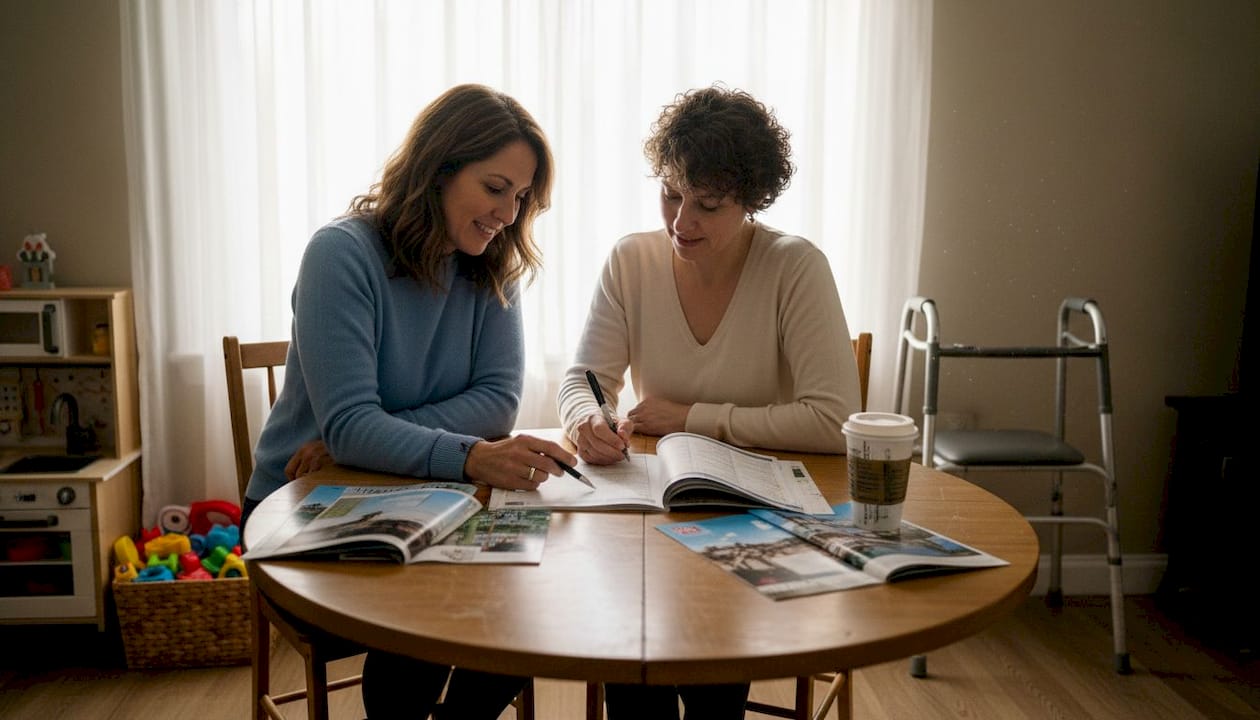 Family and planner organize accessible travel details