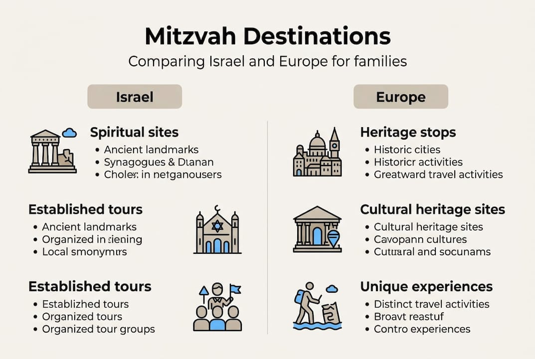 Infographic comparing Israel and Europe for Mitzvah celebrations