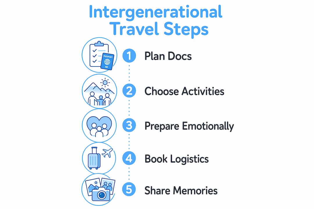 Infographic illustrating intergenerational travel steps
