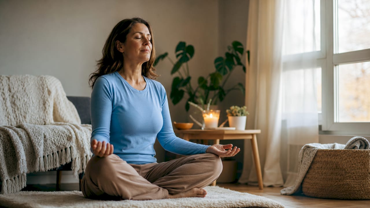 Woman in meditation during guided spiritual journey