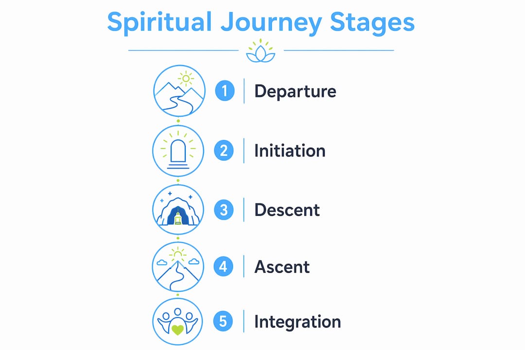 Infographic showing stages of a guided spiritual journey