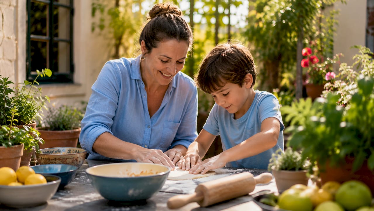 Hands shaping dough in cultural cooking class