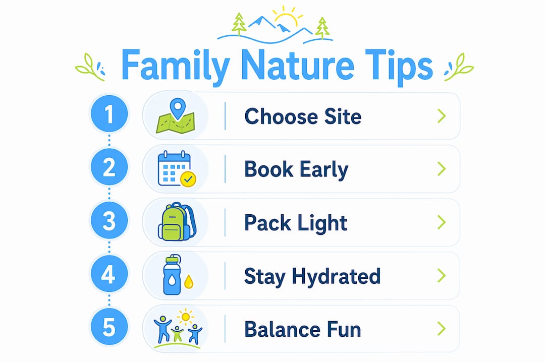 Infographic showing 5 family nature trip tips