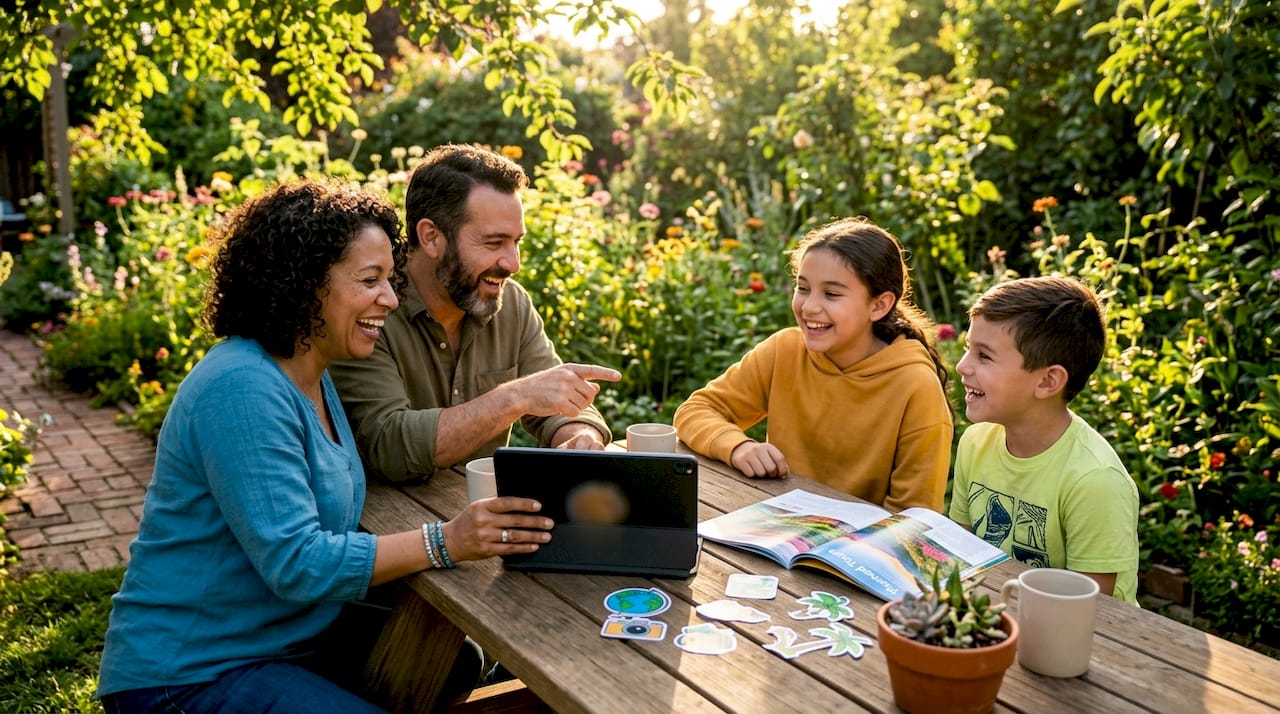 Family planning themed travel trip together